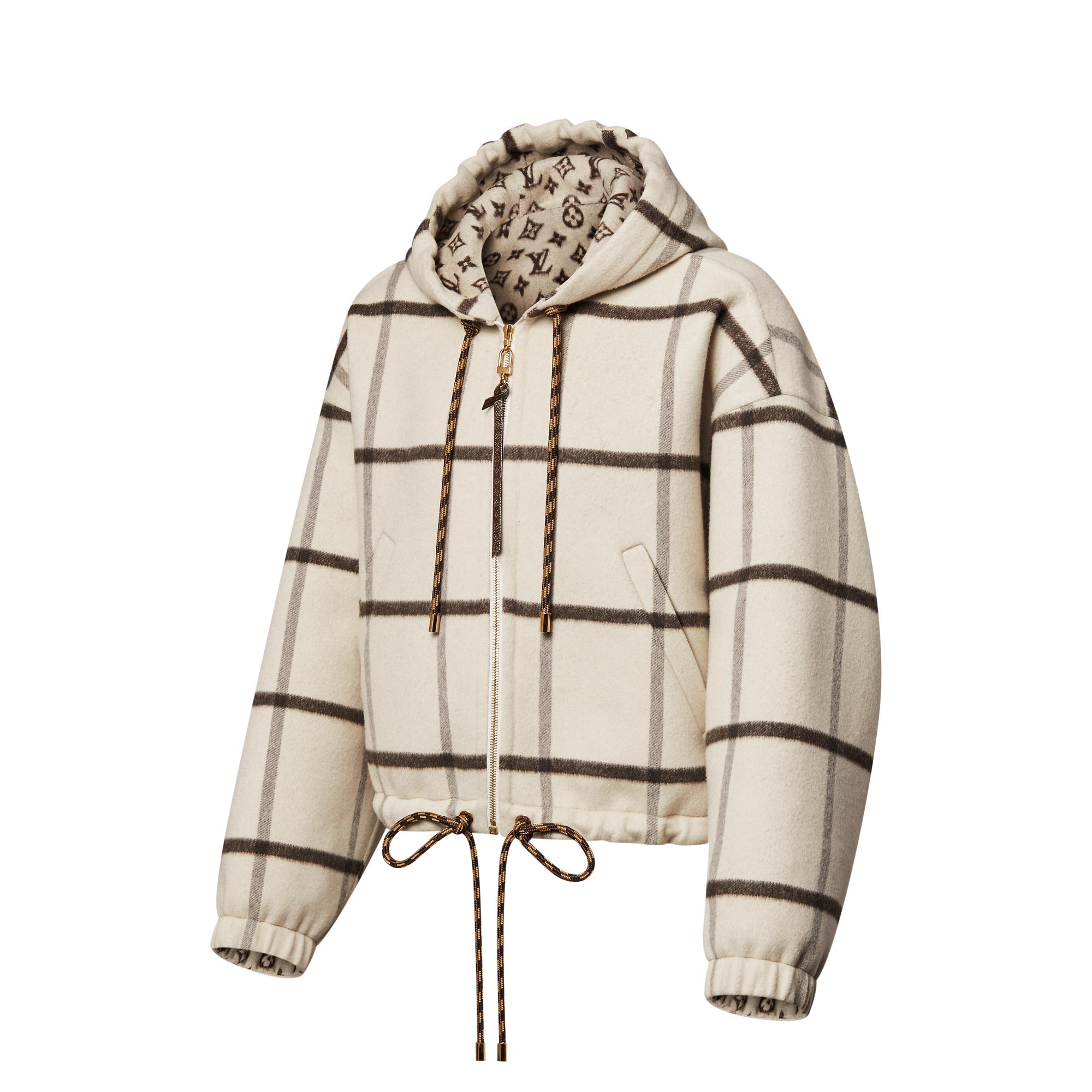 チェックモチーフ フーデッドジャケット - 画像 (3)