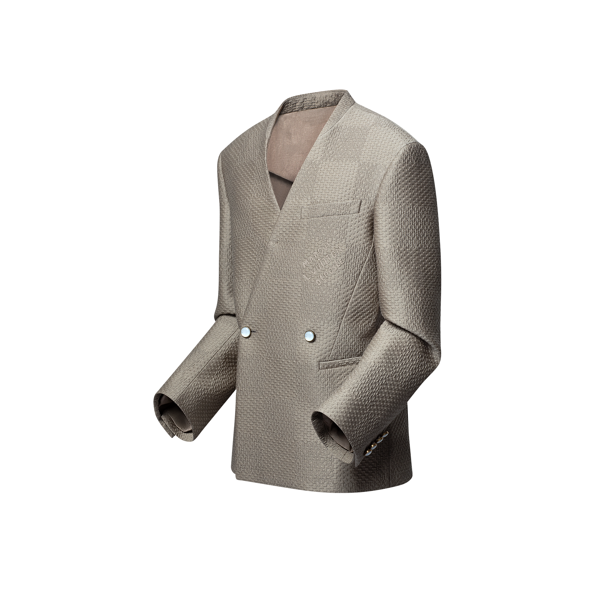 ダミエウールアンドシルクジャカード ダブルブレストジャケット - 画像 (2)