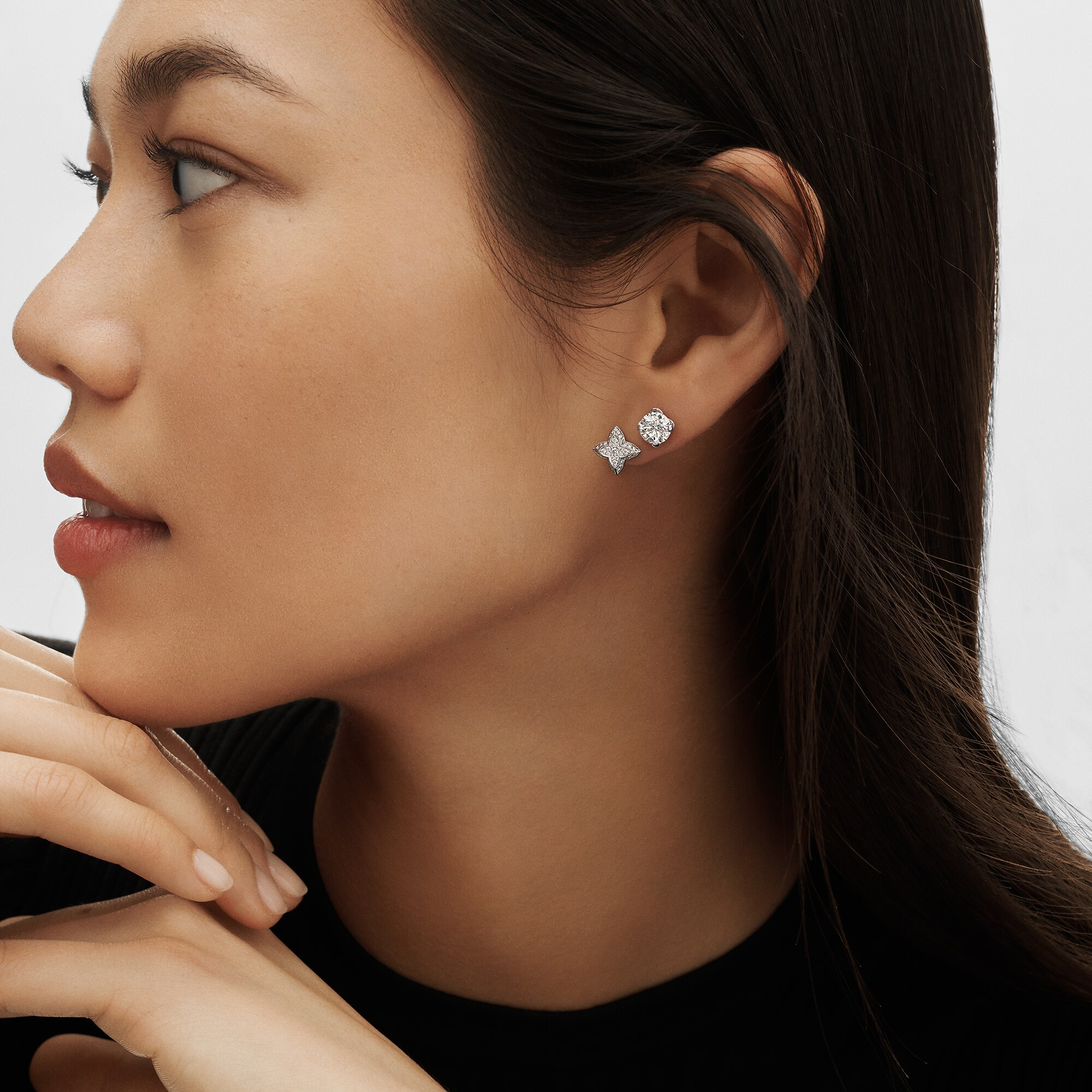 LV ダイヤモンド ピアス ダブル ラウンド 1.00CT (ホワイトゴールド×ダイヤモンド) 単品 - 画像 (5)