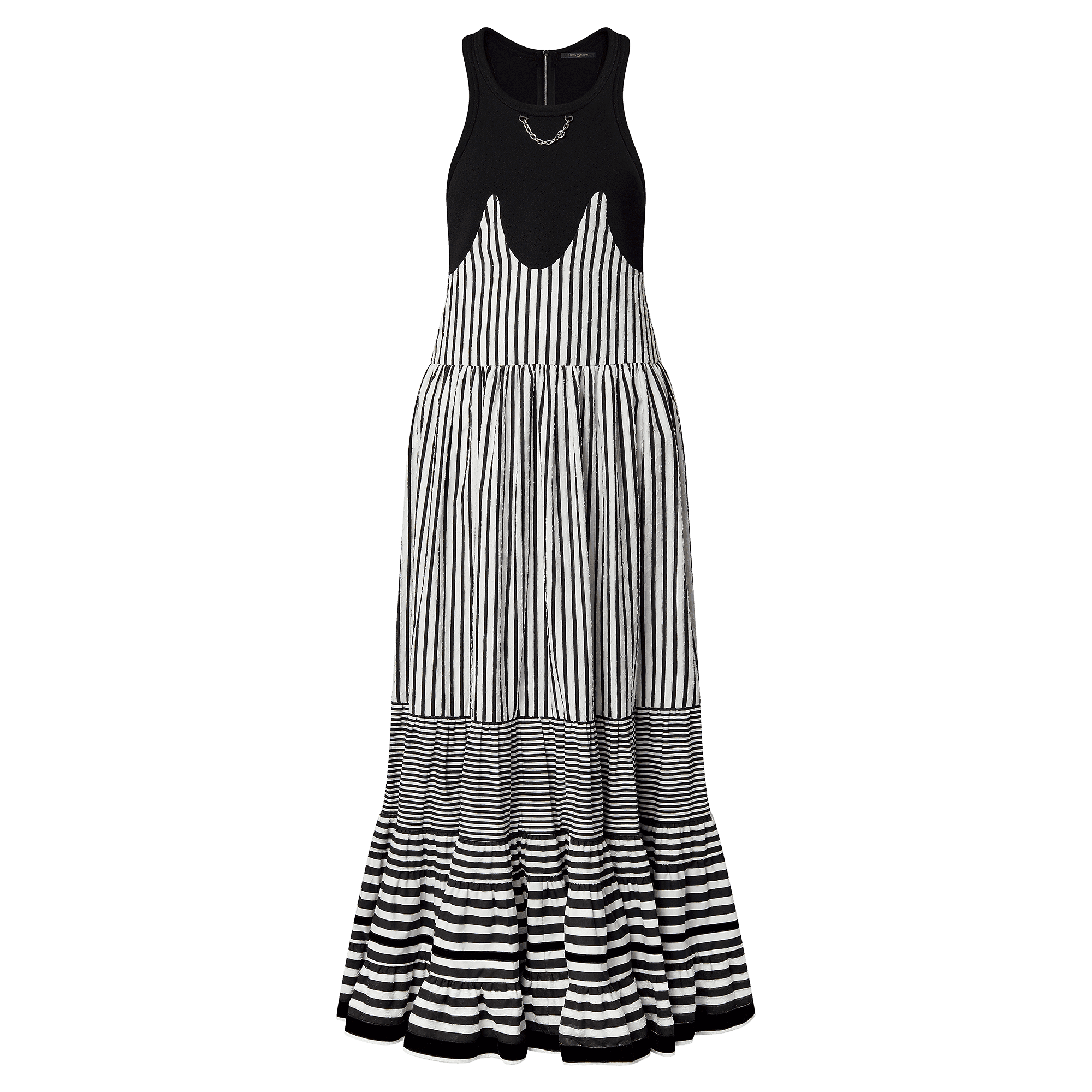 ミックスストライプティアードドレス