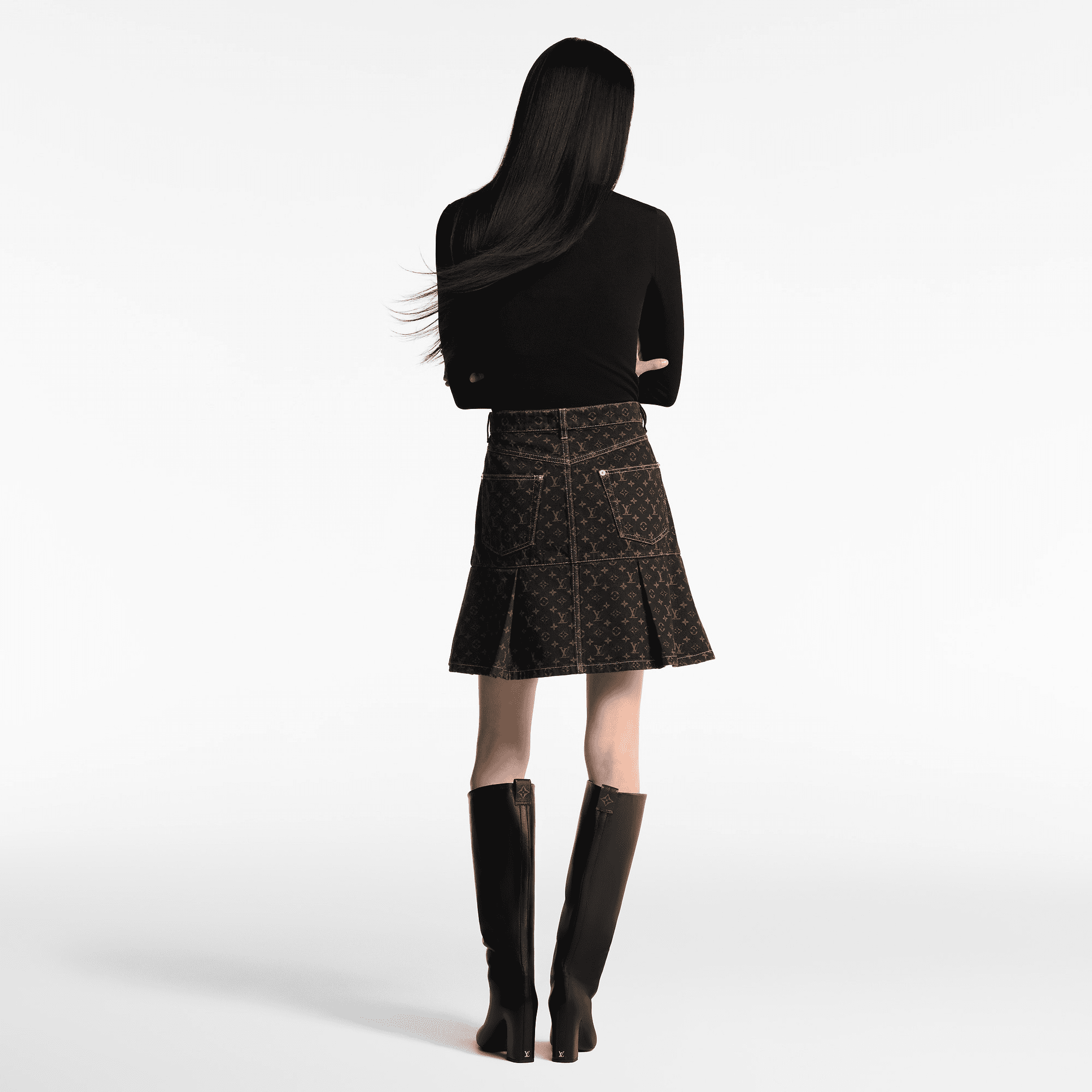 モノグラム デニム プリーツスカート - 画像 (5)
