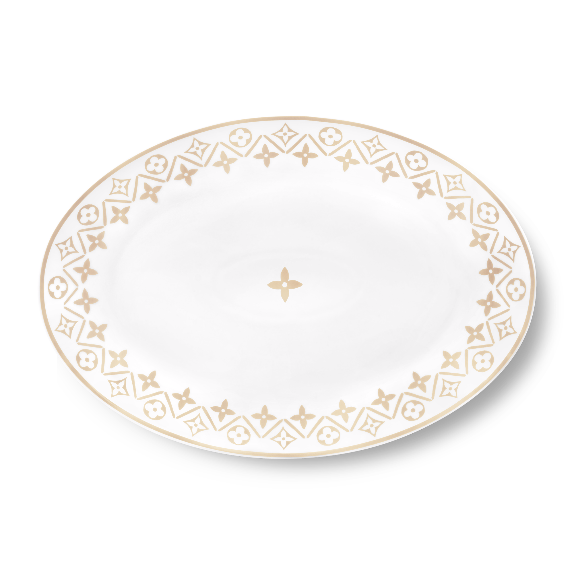 Oval Plate Monogram Flower Tile